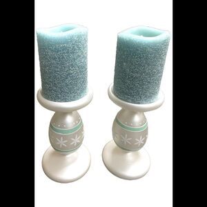 Lightscapes 2-Pack Easter Egg Glass Pedestals Sugared Swirl Candles